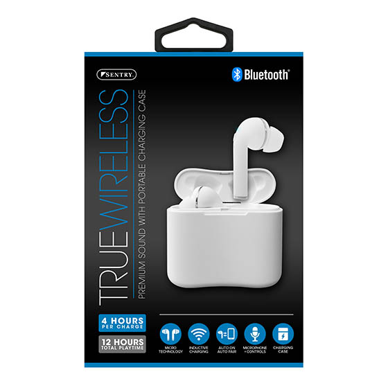 SE-HPXBT957W - Sentry Bluetooth True Wireless Mini Earbuds w/Charging Case White   (6/18)